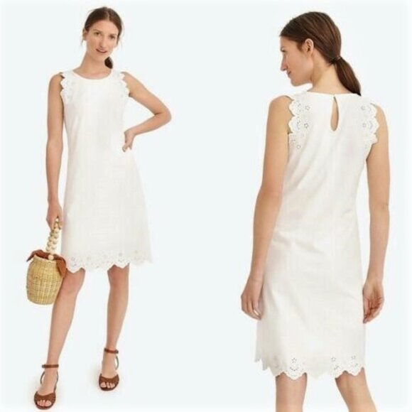 J Crew Sleeveless knit dress with eyelet trim - Picture 1 of 5